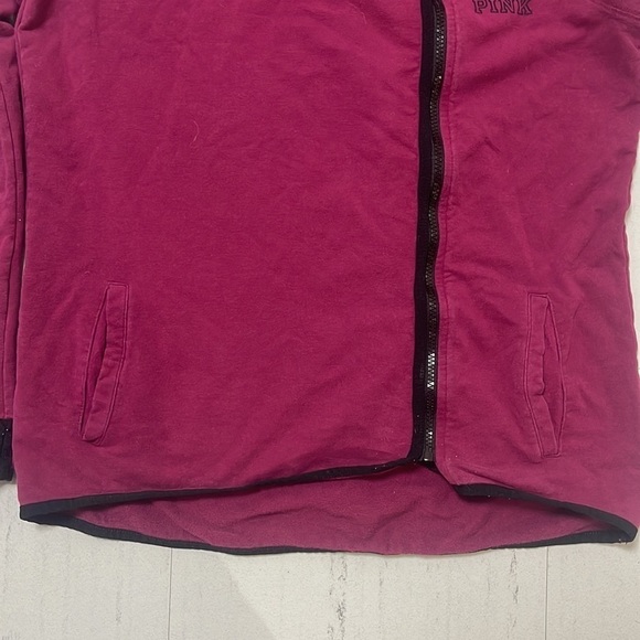 Victoria’s Secret PINK Burgundy Asymmetrical Full Zip Jacket Hoodie Small - Picture 3 of 7